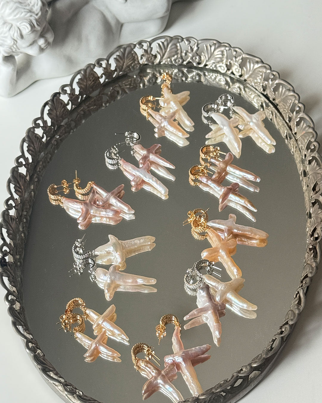 Freshwater Pearl Cross Earrings