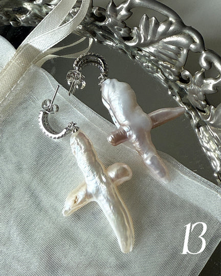 Freshwater Pearl Cross Earrings