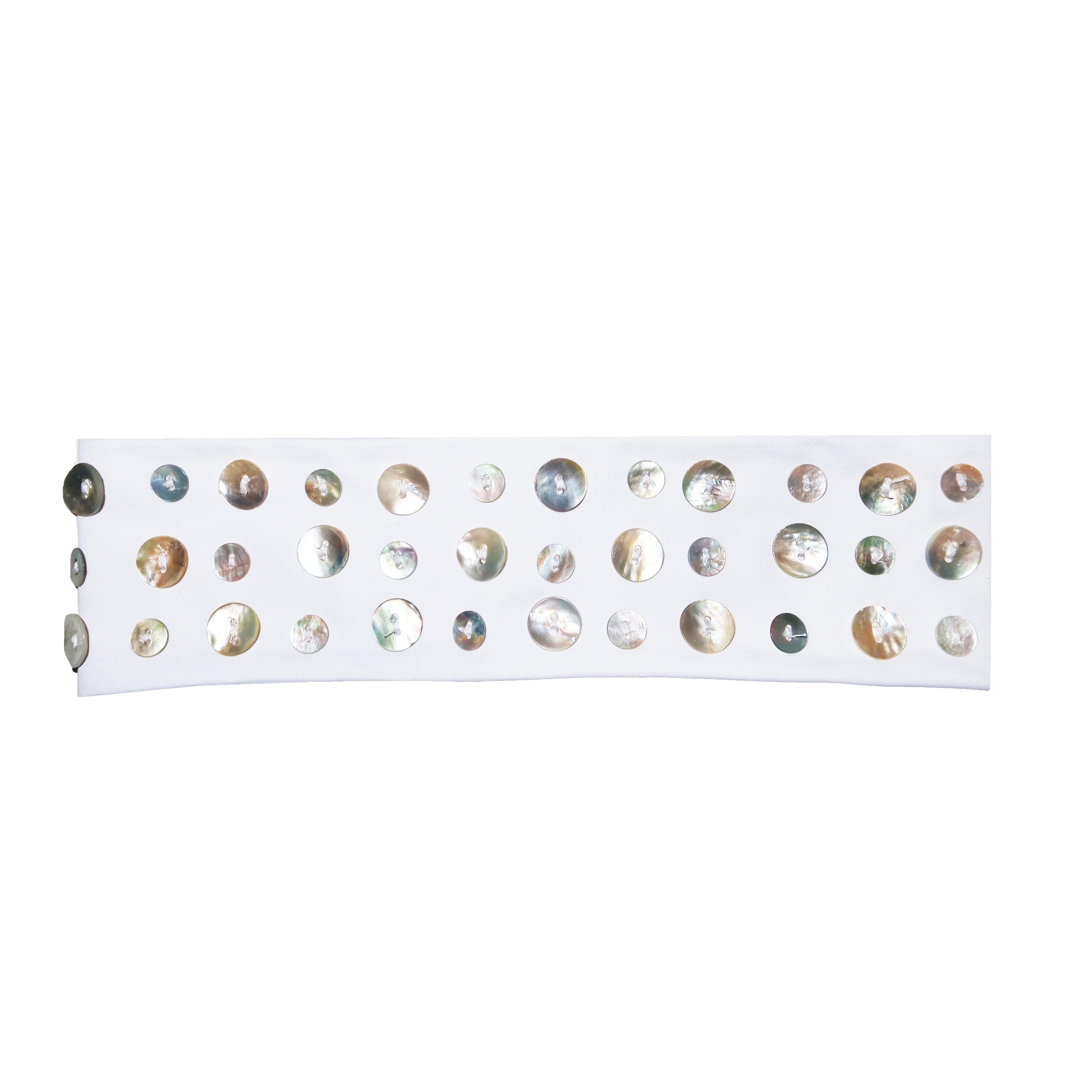 Buttons Headband - White