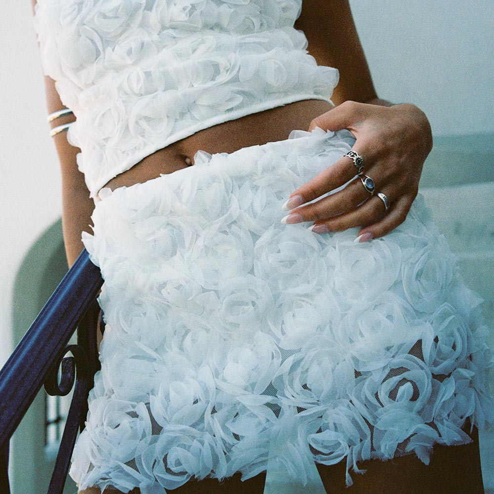 Tilde Rosette Mini Skirt - White