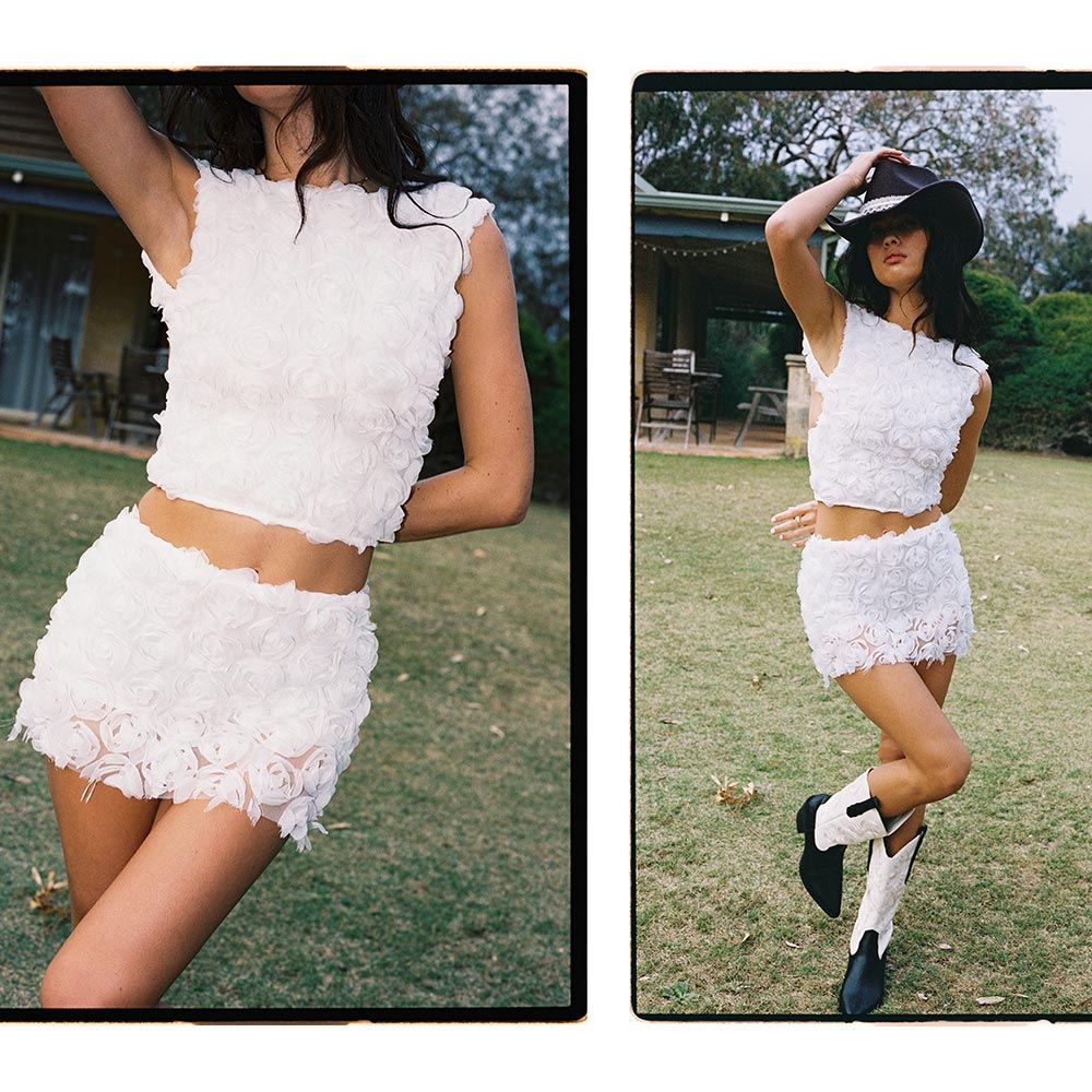 Tilde Rosette Mini Skirt - White